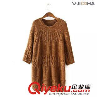 八月第二波 VJISHA 韓范秋季新款女裝純色麥穗織粗紡毛衣大翻領(lǐng)長款寬松F069