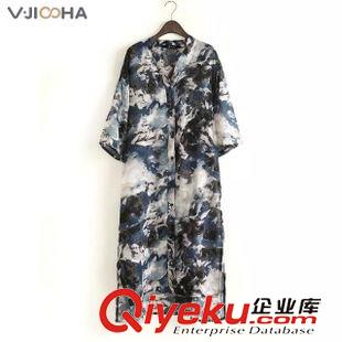 七月第五波 VJISHA 歐美爆款襯衫空調(diào)衫15夏長款雪紡防曬衣服開衫女多色G831