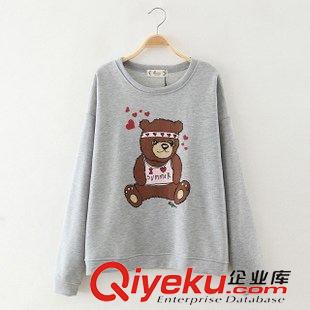 T恤\衛衣 歐洲站秋冬新品可愛泰迪熊寬松衛衣女式長袖套頭大板衛衣批發X128原始圖片3