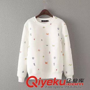 T恤\衛衣 歐美風太空棉小花朵刺繡衛衣女時尚寬松套頭衛衣秋冬新款女裝G481原始圖片2