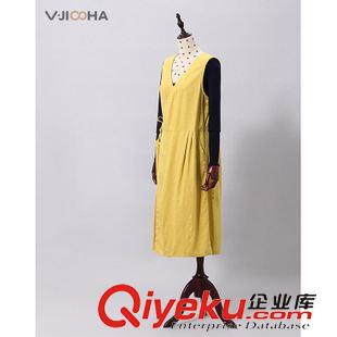 VJISHA棉麻系列 VJISHA原創(chuàng)品牌 棉麻長(zhǎng)款馬甲裙 寬松交叉領(lǐng)長(zhǎng)款連衣裙精品FZ006