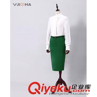 VJISHA-新品訂貨 VJISHA原創(chuàng)品牌 OL花邊立領(lǐng)真絲襯衣 修身純色襯衫精品女FC33-902