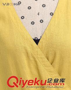 VJISHA-新品訂貨 VJISHA原創(chuàng)品牌 棉麻長款馬甲裙 寬松交叉領長款連衣裙精品FZ006原始圖片2