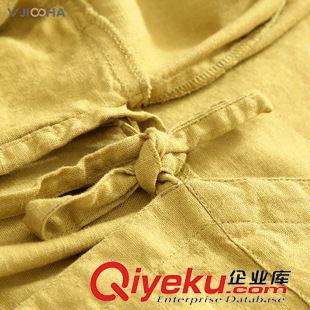 VJISHA-新品訂貨 VJISHA原創(chuàng)品牌 棉麻長款馬甲裙 寬松交叉領長款連衣裙精品FZ006原始圖片3