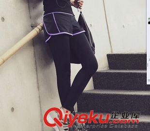 PRO運動女裝 南韓新款運動內外假兩件層九分褲戶外跑步休閑健身瑜伽修身顯瘦褲原始圖片3
