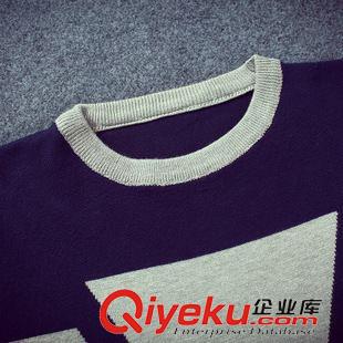 2015新款男裝上衣 廠家代理2015秋新款男士毛衣韓版修身圓領毛線套頭針織衫潮男爆款原始圖片3