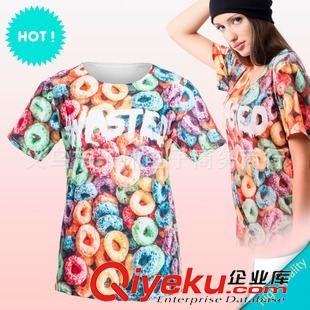 3D數碼印花T恤 廠家直銷夏季新款圓領女裝打底短袖 時尚套頭歐美風印花 女式T恤