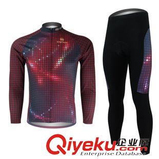 長袖騎行服 廠家直銷閃電圖案騎行服長袖套裝自行車服 秋冬吸濕排汗速干衣褲