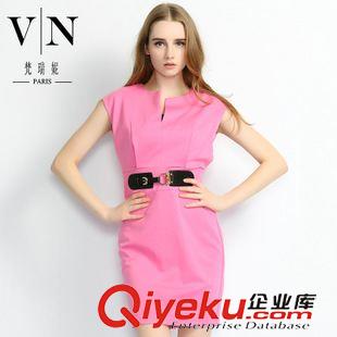 连衣裙 tj清仓 性感深V背心裙 欧美时尚修身无袖连衣裙VNA90146