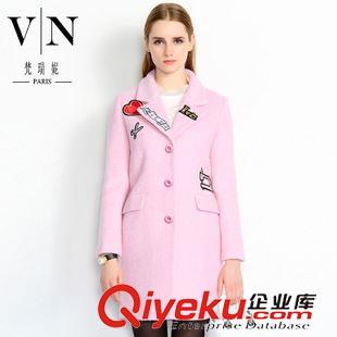 女式外套 2015冬裝新品 翻領(lǐng)加長款外套 歐美品牌時尚大衣VNA3019021