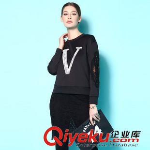 女士上衣 2015秋裝 字母繡花蕾絲拼接七分袖小衫 歐美時尚女式上衣VNA30057原始圖片2