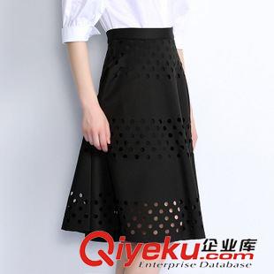 半身裙 2015秋季品牌tj 純色鏤空傘裙 歐美范時尚半身裙VNA60829原始圖片2