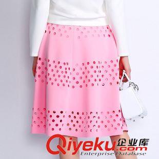 半身裙 2015秋季品牌tj 純色鏤空傘裙 歐美范時尚半身裙VNA60829原始圖片3