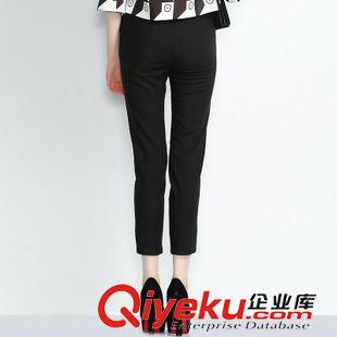 時裝褲 2015秋裝新款 歐美品牌黑色中腰長褲 時尚休閑小腳褲VNA60045原始圖片3