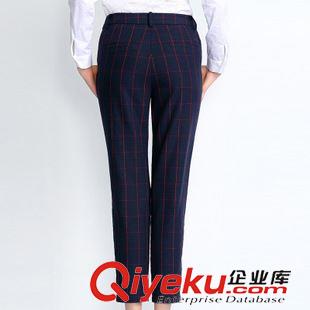 時裝褲 2015歐美秋裝新品 高腰斜紋格子女褲 時尚品質小腳褲VNA60906原始圖片3