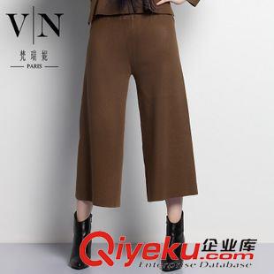 時裝褲 秋裝品質新款 時尚PU打底褲 褲邊拼接休閑時尚女褲VNA60875