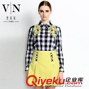 清倉(cāng)tj 品牌tj 蝴蝶刺繡方領(lǐng)長(zhǎng)袖開(kāi)衫 歐美時(shí)尚女式襯衣VNA30837