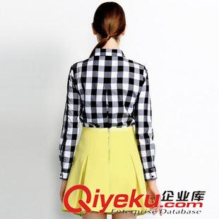 清倉(cāng)tj 品牌tj黑白格子撞色開衫 繡花裝飾歐美時(shí)尚女式上衣VNA31040原始圖片3