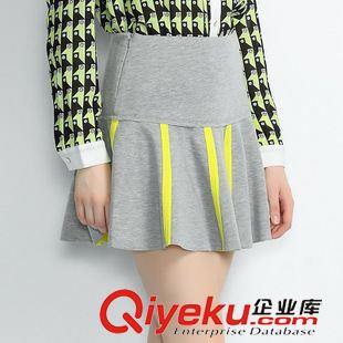 清倉tj 品牌tj秋裝 歐美時尚撞色品牌小傘裙 氣質(zhì)百搭半身短裙VNA60216原始圖片2