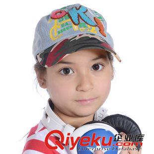 棒球帽丨平頂帽 兒童帽子夏季新款OK印花迷彩牛仔布刺繡孔透氣帽子 鴨舌帽批發(fā)原始圖片2