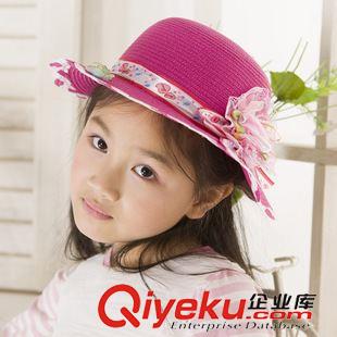 草帽|大沿帽 夏季防曬遮陽帽子批發糖果色清新淑女花邊大沿帽 女童草帽批發原始圖片2