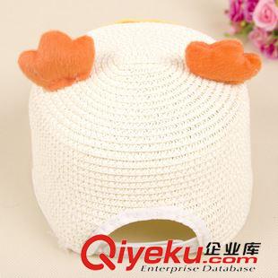 草帽|大沿帽 夏季韓版卡通鴨子貼布鴨舌帽防紫外線男女童防曬遮陽草帽童帽批發(fā)原始圖片3