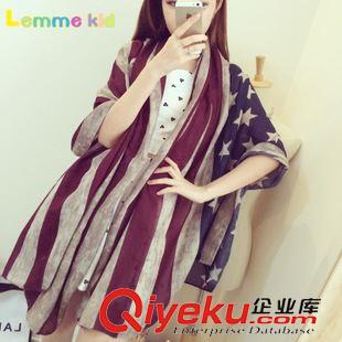 成人圍巾 秋冬新款 五角星星條紋棉質圍巾  超大圍巾披肩兩用 女士絲巾批發原始圖片2