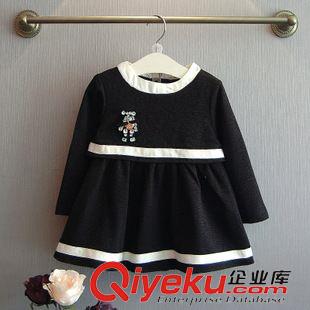 秋款第八波 2015童裝秋裝新款寶寶兒童女童中小童黑白色休閑長袖連衣裙s077