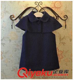 秋款第五波 秋冬呢子斗篷女童，童裝2件套背心裙披肩雙層韓版毛呢裙X-0762原始圖片2