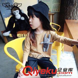 衛(wèi)衣 2015秋裝新品女童圓領(lǐng)長(zhǎng)袖T恤 立體娃娃配飾兒童不規(guī)則衛(wèi)衣N3953
