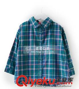 襯衫 女童格子款休閑長袖襯衫 兒童經典單排扣時尚翻領襯衣2014秋裝A原始圖片2