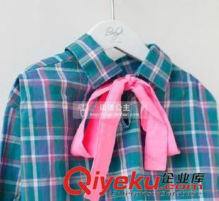襯衫 女童格子款休閑長袖襯衫 兒童經典單排扣時尚翻領襯衣2014秋裝A原始圖片3