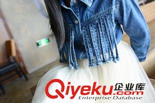 連衣裙 015秋裝新款潮英倫風流蘇兒童牛仔襯衫女童長袖襯衣8765