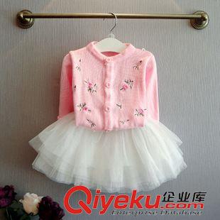 針織上衣 韓國女童 刺繡花朵女童圓領(lǐng)毛衣開衫上衣兒童秋款新品W620006原始圖片2