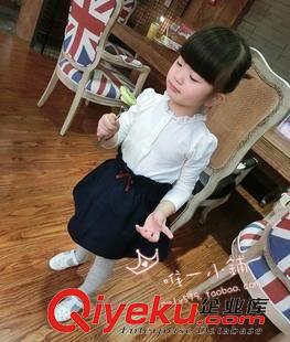 打底衫|T恤 2015新款韓版兒童女童小童加絨打底衫小立領(lǐng)花邊文藝百搭淑女8609原始圖片2