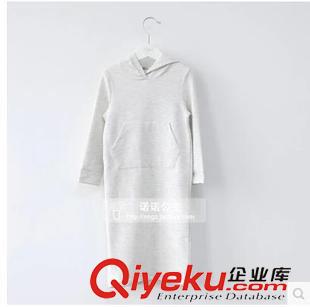 襯衫|衛衣 2015春裝新女童純色連帽中長袖連衣裙兒童休閑套頭長款衛衣T-0001原始圖片2