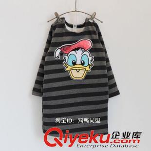 短裙|連衣裙 女童2015冬裝新款兒童韓版加絨條紋可愛鴨子長袖連衣裙N38053原始圖片2