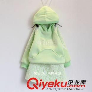 套裝 2015韓版女童秋冬季新款蕾絲長(zhǎng)袖加不倒絨衛(wèi)衣+短裙套裝N38056原始圖片3
