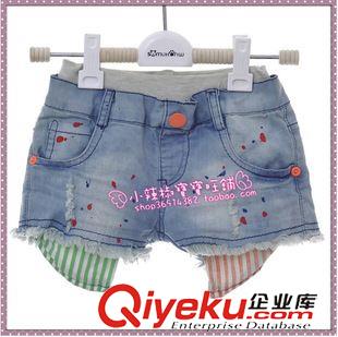 短褲 童裝 女童 夏2014 童褲 兒童 潑墨牛仔褲 短褲 熱褲738原始圖片2