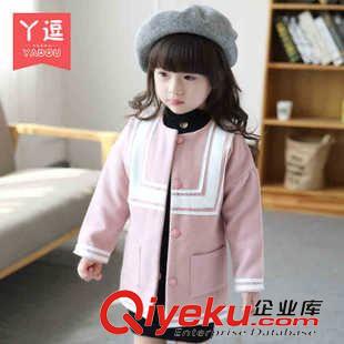 外套 2015新款秋冬裝妮子大衣女童圓領毛呢外套Y0030.加棉