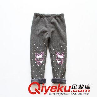 打底褲 秋冬款新品童裝 女童 暖倍兒 小兔子印花加絨 打底褲子HXJ02原始圖片2
