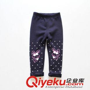 打底褲 秋冬款新品童裝 女童 暖倍兒 小兔子印花加絨 打底褲子HXJ02原始圖片3