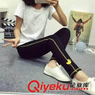 ◆跑量爆款秋冬打底褲◆ 2015韓版東大門新款打底褲女 刺繡大黃鴨 修身顯瘦鉛筆褲原始圖片2