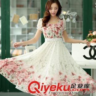 韓版系列  2015新款氣質修身真絲雪紡波西米亞女裝沙灘印花連衣裙長裙原始圖片2