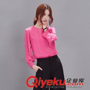 休閑套裝 2015秋季新款女裝真絲長袖鏤空兩件套闊腿褲休閑時尚套裝原始圖片2