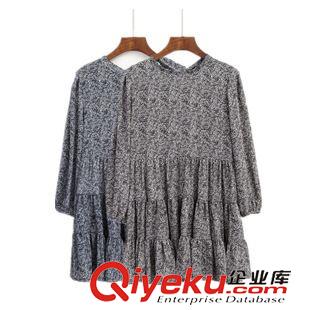 店長(zhǎng)推薦 韓國(guó)東大門(mén)秋裝新款碎花長(zhǎng)袖百褶大碼寬松雪紡連衣裙女裝原始圖片2
