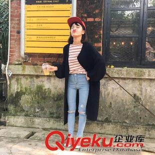 店長(zhǎng)推薦 2015秋冬新款韓版女裝寬松大碼休閑中長(zhǎng)款毛衣外套女針織開(kāi)衫原始圖片2