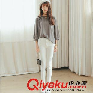 店長推薦 實拍# stylenanda修身顯瘦休閑純色中高腰小腳褲緊身牛仔褲女原始圖片3