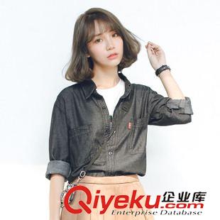2015.8月上新 實拍#秋季韓國東大門歐美長袖牛仔襯衫女寬松襯衣中長款原始圖片2