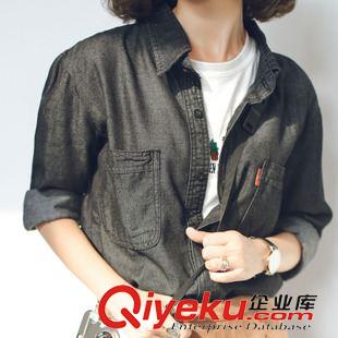 2015.8月上新 實拍#秋季韓國東大門歐美長袖牛仔襯衫女寬松襯衣中長款原始圖片3